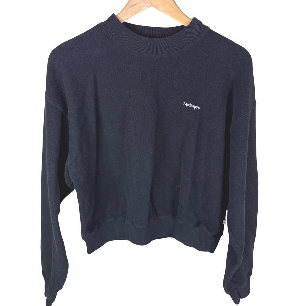 Madhappy Classics Crop French Terry Sweatshirt Black Med Steetwear Grunge Comfy
